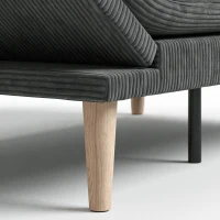HOMCOM Sofá Conversível 2 Lugares 3 em 1, Sofá-Cama Clic-Clac em Veludo Cotelê 193 cm, Encosto e Apoios de Braço Reguláveis, Cinza(m-7)