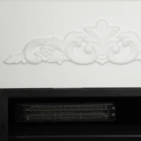 HOMCOM Lareira Elétrica 1800 W, Efeito Chama 3D Realista, com Manto e Prateleira, 5 Níveis de Luminosidade, Branco(m-9)