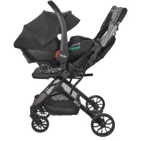 NANIA - Poussette combinée 2-en-1 avec siege auto Rimini - MYLA - 4 roues - Noir(m-1)