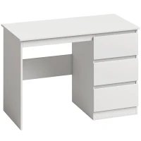 HOMCOM Bureau informatique avec 3 tiroirs, bureau PC moderne 100 x 50 x 75 cm, Blanc(m-1)