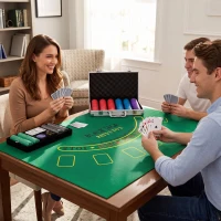 SPORTNOW Maleta de Poker 500 Fichas 5 Valores, 2 Baralhos, Tapete de Jogo, Botão Dealer, Blinds, Alu, 31x17x11,5cm, Prateado(m-5)