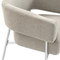 HOMCOM Sillón de salón, Sillón auxiliar acolchado en tejido aspecto lino, Respaldo curvado y reposabrazos, Estilo moderno, Marrón(m-6)