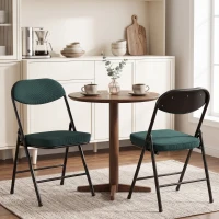 HOMCOM Conjunto de 2 cadeiras dobráveis para sala de jantar portáteis com assentos e encostos acolchoados em veludo canelado azul(m-2)