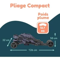 Poussette canne double BAMBISOL - 6-36 mois pour le siege avant (max 15 kg) et de 0-36 mois (max 15 kg) pour le siege arriere(m-5)