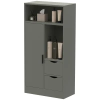 HOMCOM Móvel de banheiro, móvel de armazenamento estreito com 2 gavetas, compartimentos abertos, 50x25x100cm, verde claro(m-11)