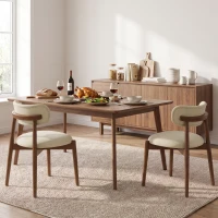 HOMCOM Juego de 2 Sillas para Comedor, Sillas de Cocina en Chenilla con Respaldo Curvado, Asiento Acolchado, Beige(m-4)