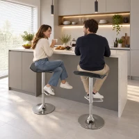 HOMCOM Conjunto de 2 banquetas de bar de design contemporâneo giratórias 360° altura ajustável com apoio para pés 39x39x67-87cm preto(m-10)
