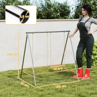 PawHut Estructura de juego para gallinas en acero y pino, parque para gallinas con perchas, 2 columpios para 4-6 gallinas(m-3)