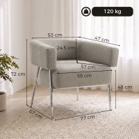 HOMCOM Sillón de salón, Sillón auxiliar acolchado en tejido aspecto lino, Respaldo curvado y reposabrazos, Estilo moderno, Marrón(m-3)