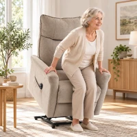 HOMCOM Fauteuil Relax Inclinable Électrique Releve‑personnes 155° de Chenille avec Télécommande Assise à Ressorts Repose‑pieds Marron(m-6)