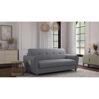 Canapé convertible express 3 places SKY - Tissu Gris - matelas 14cm - 192 x 100 x 88 cm(m-6)