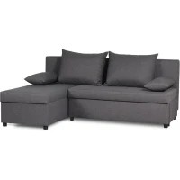 Canapé d'angle réversible – Tissu Gris – L 192 x P 143 x H 79 cm – JOSS - Fabriqué en Ukraine(m-2)
