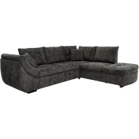 Canapé d'angle convertible réversible - 4 a 5 places - CALVIN - Tissu chenille Noir - Coffre - 257 x 214 x 88 cm(m-1)