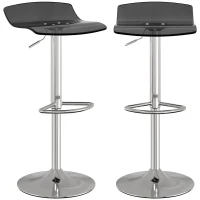 HOMCOM Conjunto de 2 banquetas de bar de design contemporâneo giratórias 360° altura ajustável com apoio para pés 39x39x67-87cm preto(m-1)