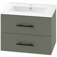 HOMCOM Móvel de Banheiro com Pia em Cerâmica e 2 Gavetas, 61x40x48 cm, Verde(m-7)