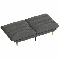 HOMCOM Sofá Conversível 2 Lugares 3 em 1, Sofá-Cama Clic-Clac em Veludo Cotelê 193 cm, Encosto e Apoios de Braço Reguláveis, Cinza(m-1)
