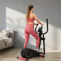 SPORTNOW Bicicleta elíptica de interior, resistencia ajustable a 16 niveles, Bluetooth, compatible con aplicaciones(m-5)