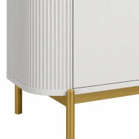 HOMCOM Aparador de Salón, Mueble de Almacenamiento con 2 Puertas, 3 Cajones, Balda Regulable y Frente Acanalado, 140x44x79cm, Gris Claro(m-7)