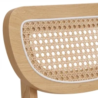HOMCOM Lote de 2 Sillas de Comedor, Sillas de Cocina Tapizadas en Lino, Respaldo Efecto Ratán y Patas de Hevea, Beige(m-6)