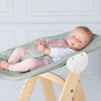Chaise haute évolutive 2-en-1 - ROBA - BORN UP - Transat inclinable vert givré 'Roba Style' inclus - Bois naturel(m-5)
