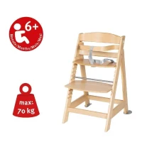 ROBA Chaise Haute Évolutive Born Up 2 en 1 + Transat Inclinable - Sternenzauber - Des la Naissance - Bois Naturel(m-2)