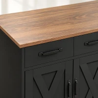 HOMCOM Buffet de cozinha, móvel de arrumação com 3 portas de celeiro, 2 gavetas e prateleiras ajustáveis, 108 x 40 x 81 cm, preto(m-6)