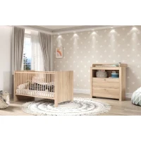 Chambre bébé Duo : Lit 70 x 140 cm + Commode a langer OLIVIA - Chene - TREND TEAM(m-1)