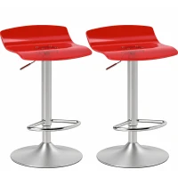 HOMCOM Lote de 2 banquetas de bar design contemporâneo giratórias 360° altura ajustável com apoio para os pés 39x39x67-87cm vermelho(m-1)