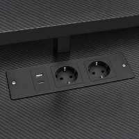 HOMCOM Secretária Gamer 147 x 47 cm, Iluminação RGB, Tomadas e Portas USB, Suporte para Unidade Central Ajustável e Reversível, Preto(m-9)