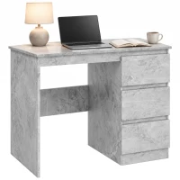 HOMCOM Büroschreibtisch mit 3 Schubladen 100x50 cm, platzsparender Schreibtisch für Studium Zuhause Büro, Grau Marmoroptik(m-8)