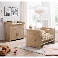 Chambre bébé Duo : Lit 70 x 140 cm + Commode a langer AHOI - Chene - TREND TEAM(m-1)