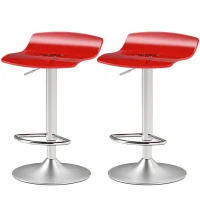 HOMCOM Lote de 2 banquetas de bar design contemporâneo giratórias 360° altura ajustável com apoio para os pés 39x39x67-87cm vermelho(m-11)