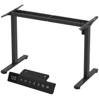 HOMCOM Suport birou sit-stand cu traversă dublă, comandă cu memorie, picioare din oțel, blocare pentru copii, negru(m-1)