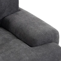 HOMCOM Sofá Esquinero Modular 3 Plazas con Puf de Chenilla, Sofá Comprimido 300 cm con Asiento Profundo, 3 Cojines, Gris(m-7)