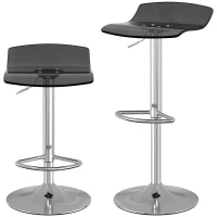 HOMCOM Conjunto de 2 banquetas de bar de design contemporâneo giratórias 360° altura ajustável com apoio para pés 39x39x67-87cm preto(m-11)