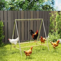 PawHut Estructura de juego para gallinas en acero y pino, parque para gallinas con perchas, 2 columpios para 4-6 gallinas(m-6)