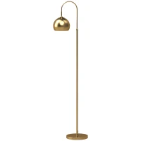 HOMCOM Candeeiro de Pé para Sala, Lâmpada de Pé Moderna 40W, Soquete E27, Altura Ajustável, Cúpula Orientável, Dourado(m-1)