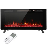 HOMCOM Șemineu electric cu efect de flacără și montare pe perete cu telecomandă(m-7)
