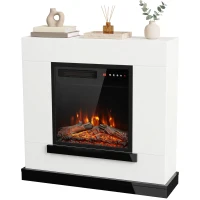 HOMCOM Chimenea eléctrica con calefacción efecto llama 3D, chimenea eléctrica con repisa, 80 cm, Blanco(m-7)