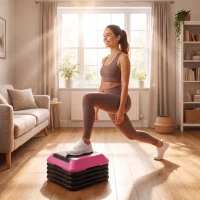 SPORTNOW Rutschfester Fitness-Stepper mit verstellbarer Höhe 10/15/20/25/30 cm, belastbar 150 kg, Rot(m-2)
