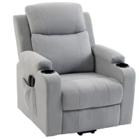 HOMCOM Sillón Elevador Eléctrico Masaje Vibración y Calor, Sillón Relax Eléctrico, Respaldo Reclinable, Puerto USB, Gris(m-11)