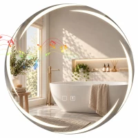 HOMCOM Oglindă de baie rotundă Ø60 cm cu LED, iluminare frontală & de fundal, anti-aburire, difuzor Bluetooth, reglabilă(m-7)