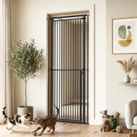 PawHut Barrière de Sécurité Extensible pour Chiens Haute 112-200cm, Espacement Étroit 3.5cm, pour Escaliers et Portes, Noir(m-4)