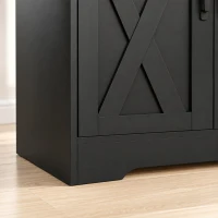 HOMCOM Buffet de cozinha, móvel de arrumação com 3 portas de celeiro, 2 gavetas e prateleiras ajustáveis, 108 x 40 x 81 cm, preto(m-8)