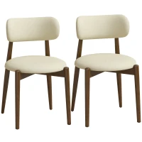 HOMCOM 2er-Set Esszimmerstühle, Küchenstühle aus Chenille mit gebogener Rückenlehne, gepolsterter Sitz, Beige(m-8)
