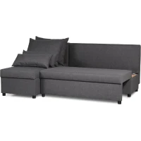 Canapé d'angle réversible – Tissu Gris – L 192 x P 143 x H 79 cm – JOSS - Fabriqué en Ukraine(m-3)