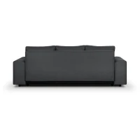 Canapé convertible avec coffre de rangement 3 places - INDIAN - Tissu gris foncé et pieds chrome - L250xH88xP98cm(m-6)