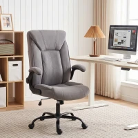 HOMCOM Cadeira de Escritório Ergonômica Rotação 360° Função de Balanço Cadeira de Secretária de Tecido Cinza(m-6)
