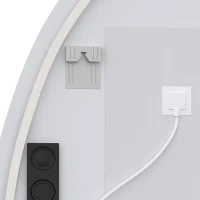 HOMCOM Espelho de Casa de Banho Bluetooth com Iluminação LED 60x80cm, Forma de Seixo, Dimerizável 3 Cores, Anti-Embaçamento, Memória, Prateado(m-7)