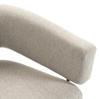 HOMCOM Sillón de salón, Sillón auxiliar acolchado en tejido aspecto lino, Respaldo curvado y reposabrazos, Estilo moderno, Marrón(m-7)